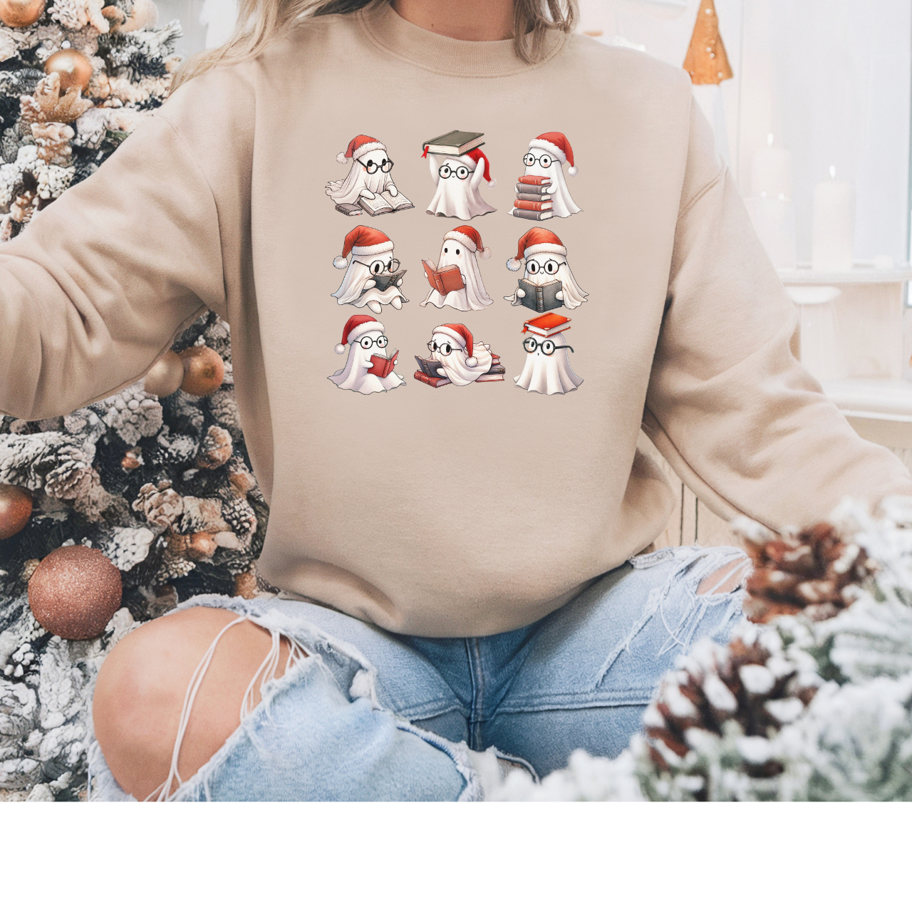 Christmas Reading Ghost Sweatshirt