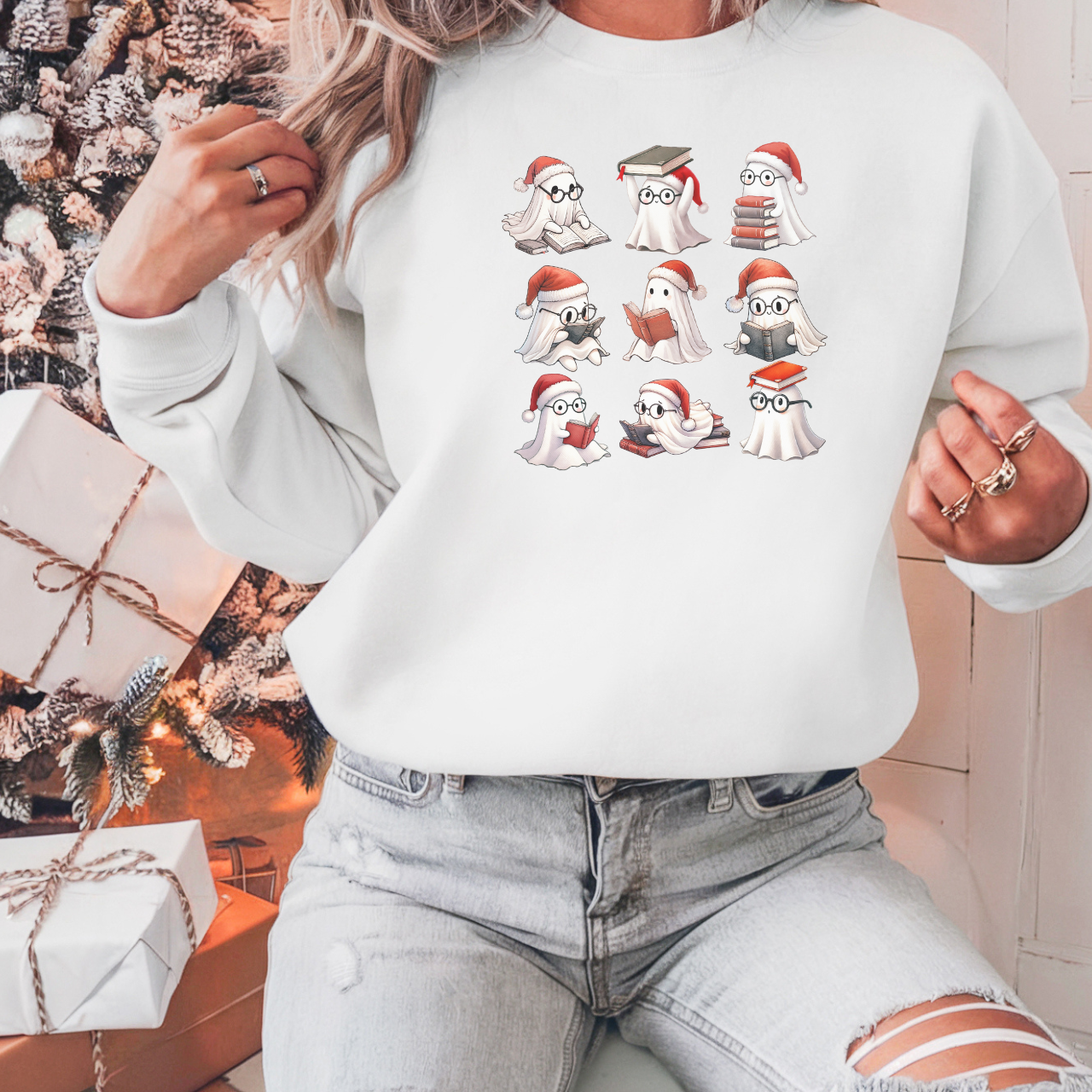 Christmas Reading Ghost Sweatshirt