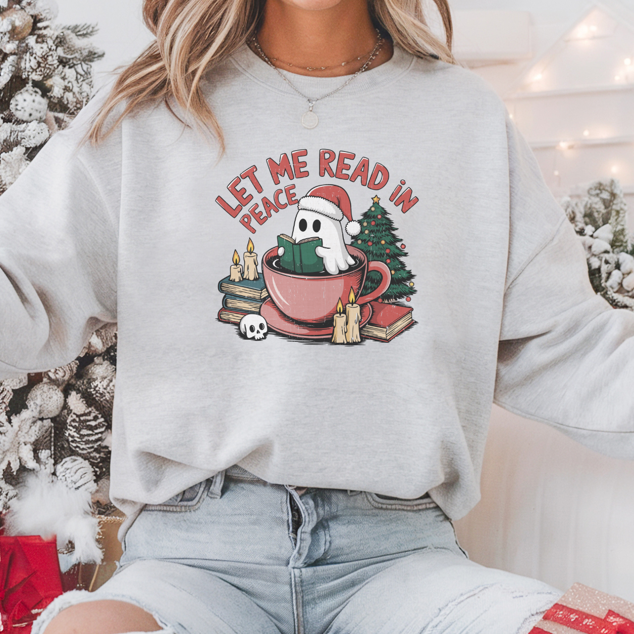 Let Me Read In Peace Christmas Ghost Sweatshirt