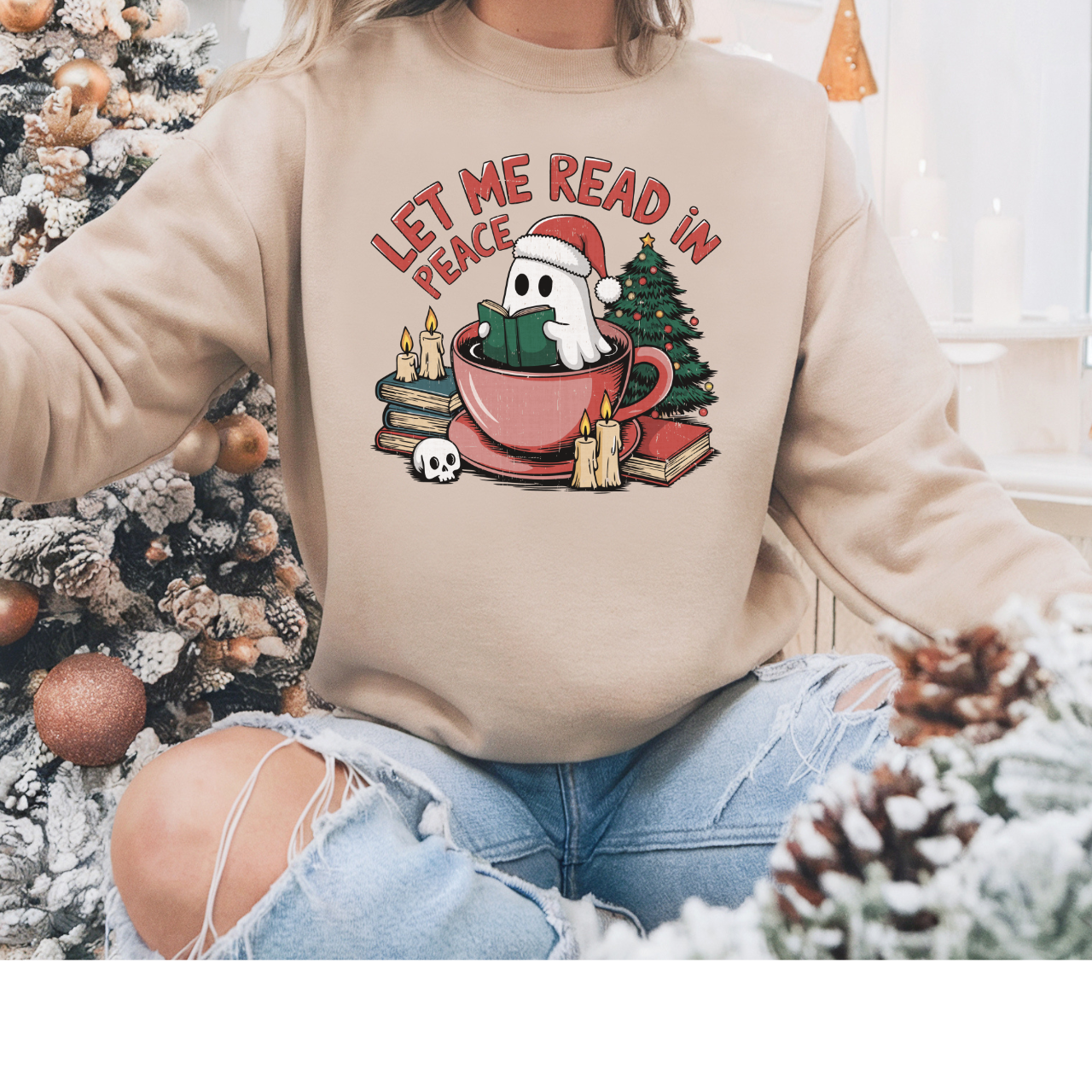 Let Me Read In Peace Christmas Ghost Sweatshirt