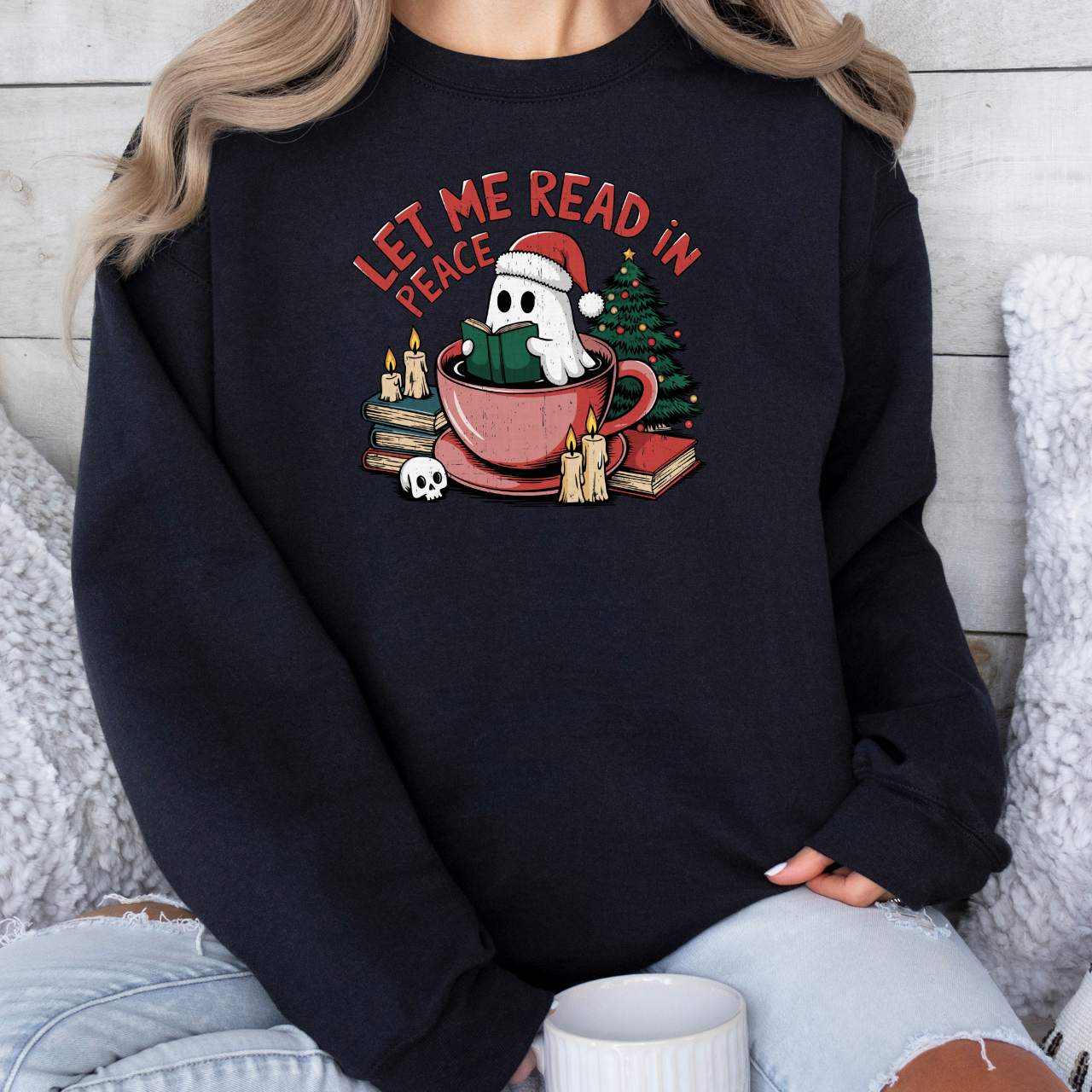 Let Me Read In Peace Christmas Ghost Sweatshirt