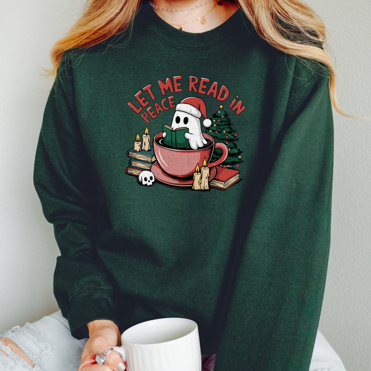 Let Me Read In Peace Christmas Ghost Sweatshirt